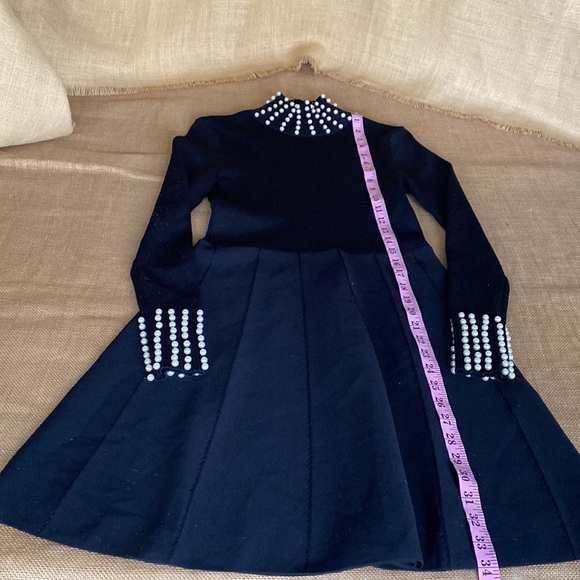 NWT Zara Black Knit Dress With Pearls Women’s Size Medium - Picture 9 of 16